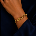 Bracelet gros maillons martelés doré