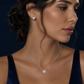 Ensemble collier et boucles cœur blanc argenté