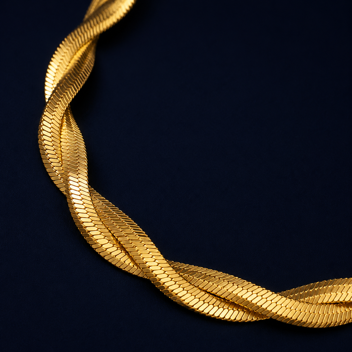Collier maille serpent tressée doré