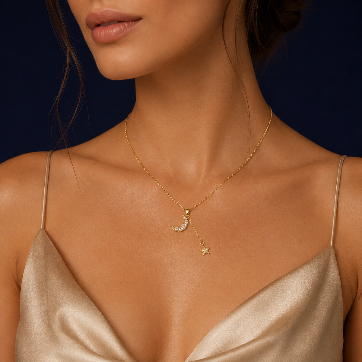 Collier lune et étoile doré