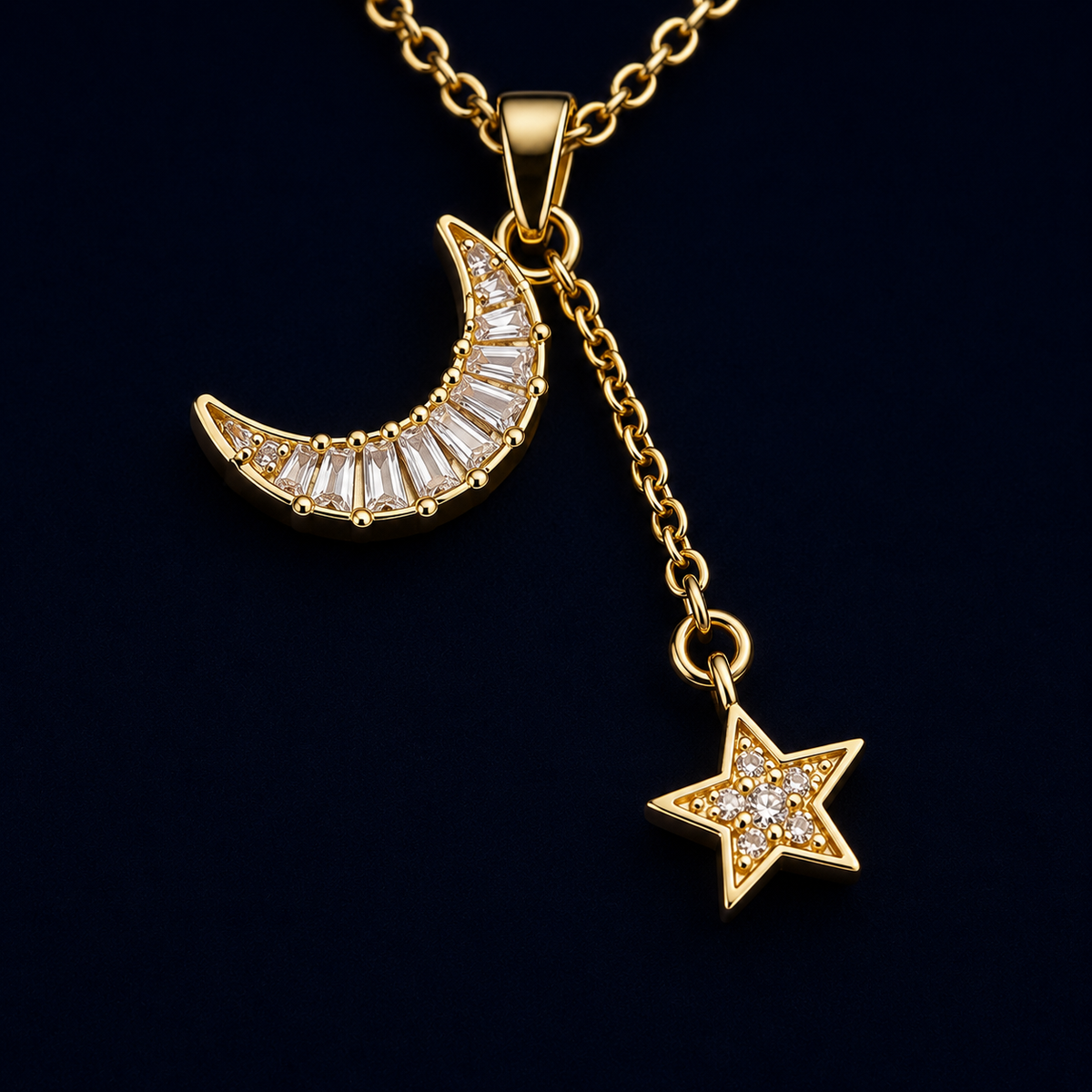 Collier lune et étoile doré