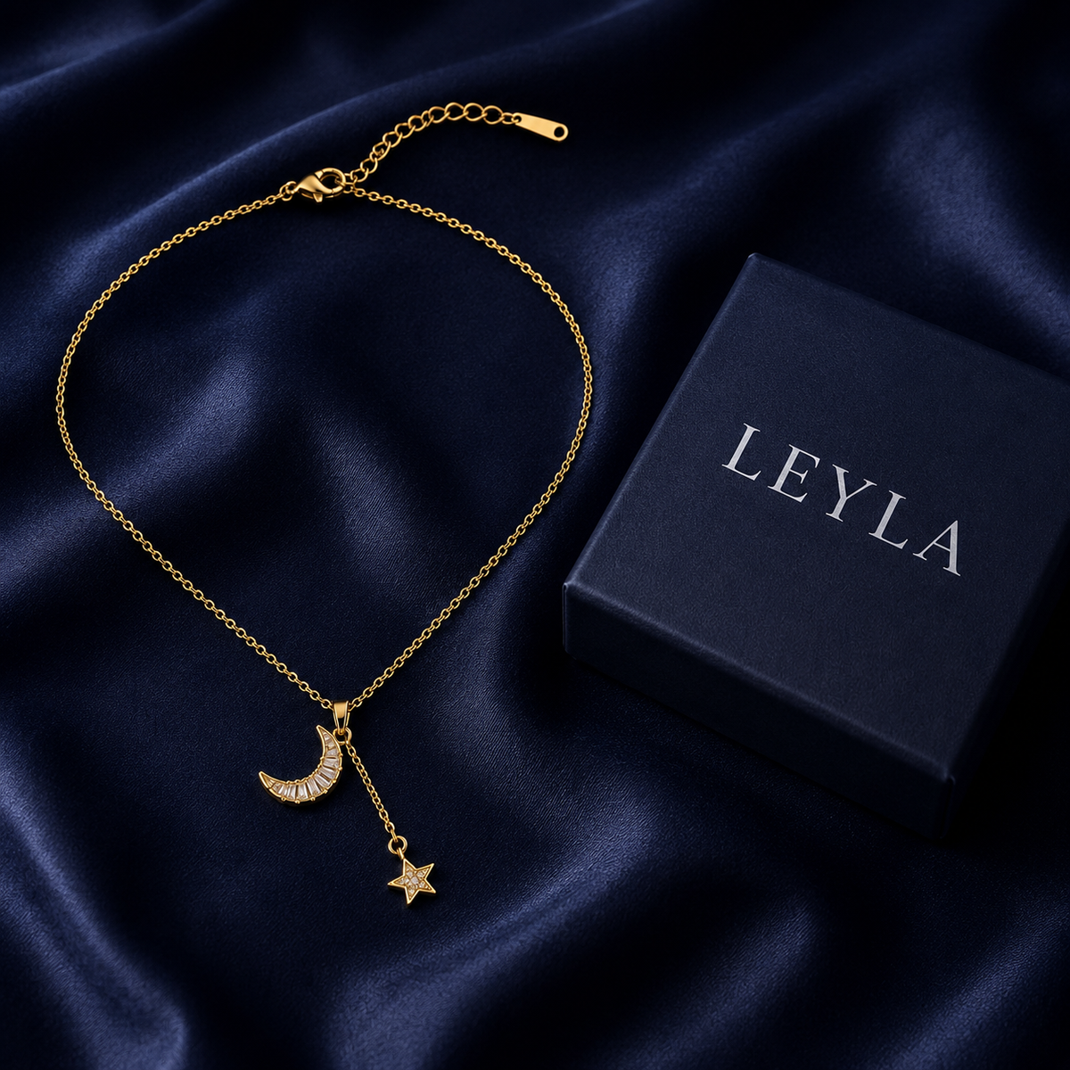Collier lune et étoile doré