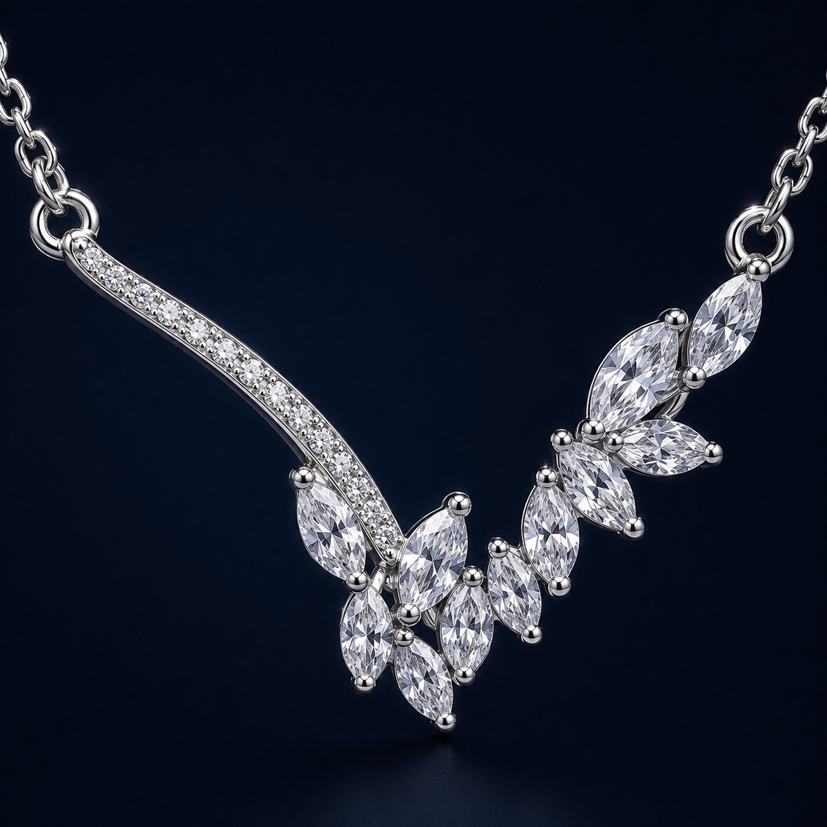 Collier V épi serti argenté