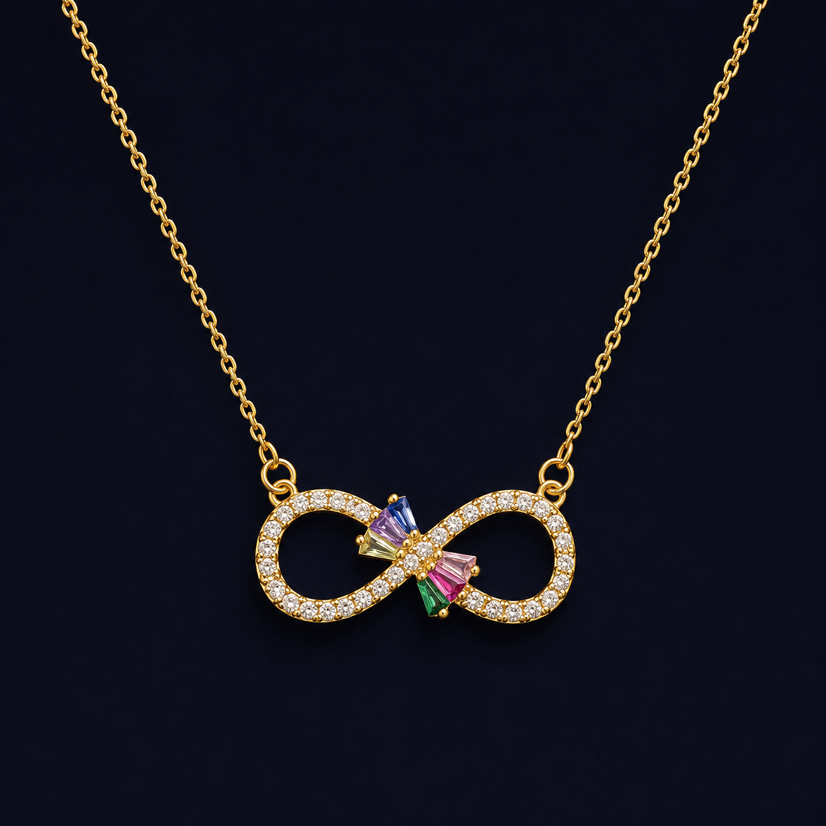 Collier infini pierres colorées doré