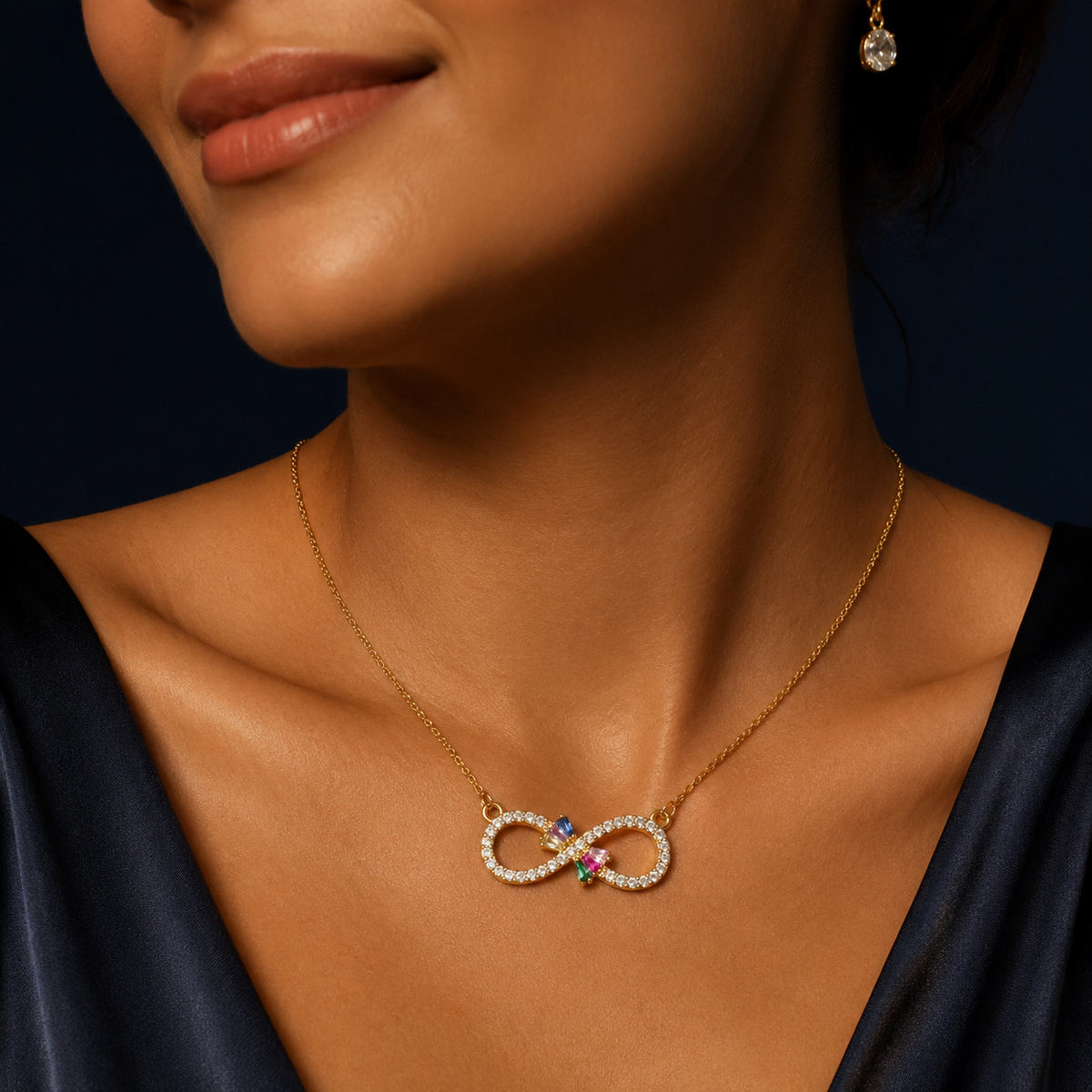 Collier infini pierres colorées doré