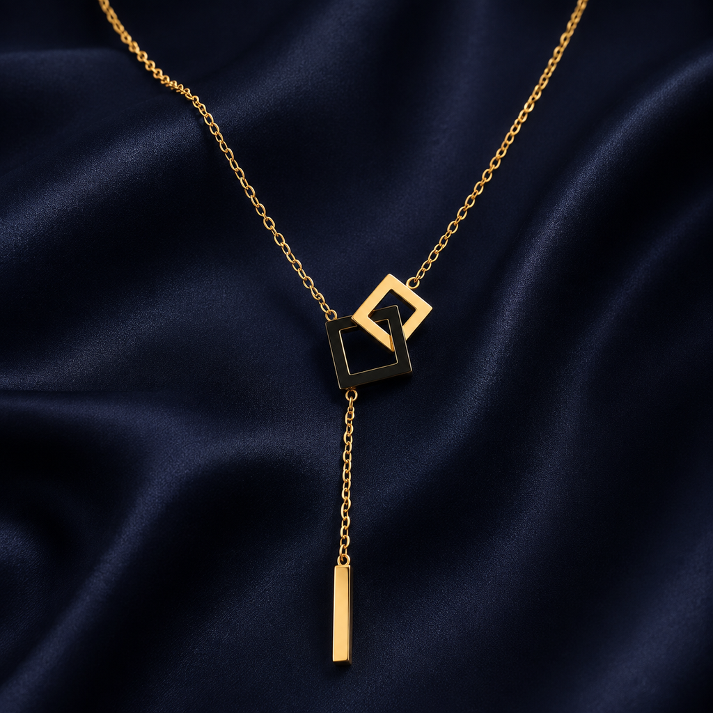 Collier carrés entrelacés doré