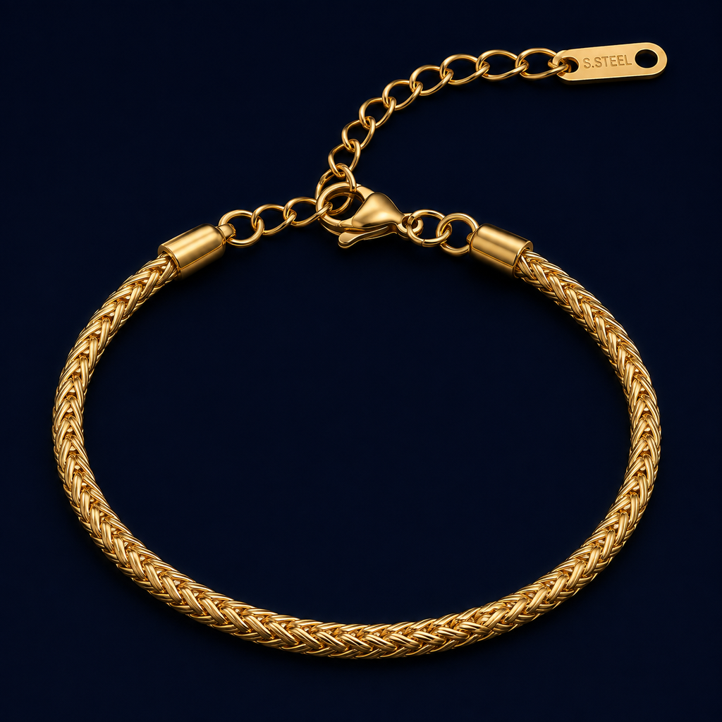 Bracelet maille épi doré