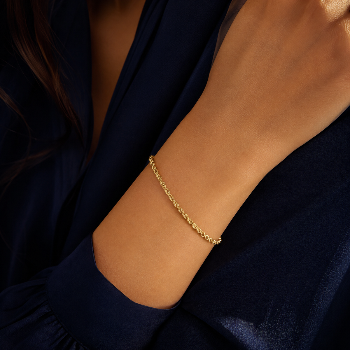 Bracelet maille corde doré
