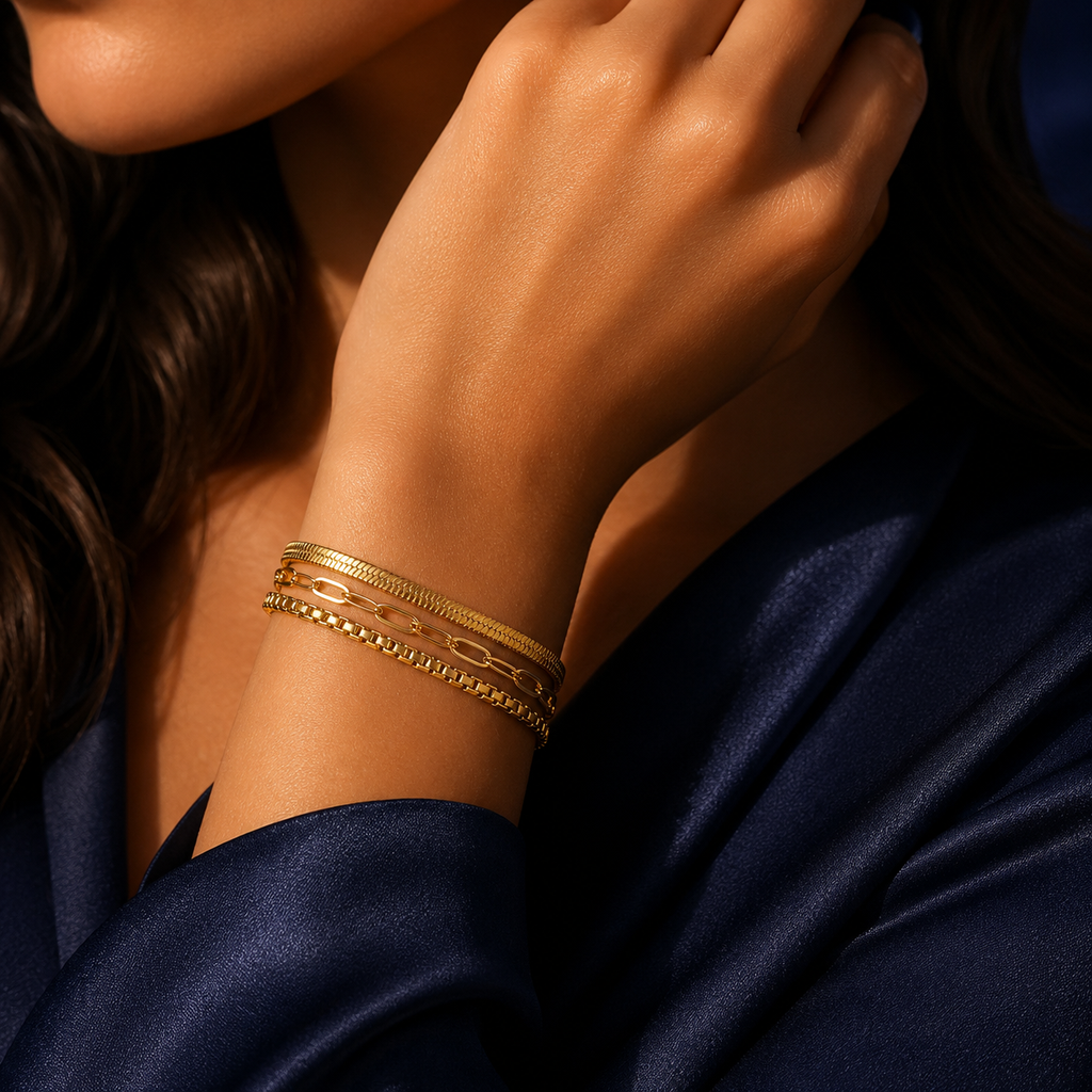 Bracelet triple rang doré