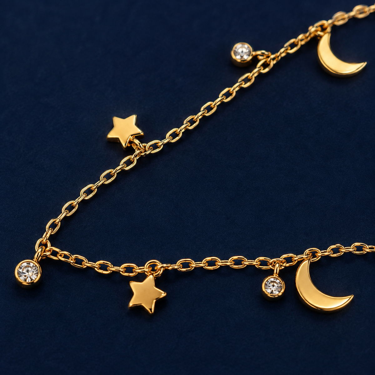 Bracelet lunes et étoiles doré