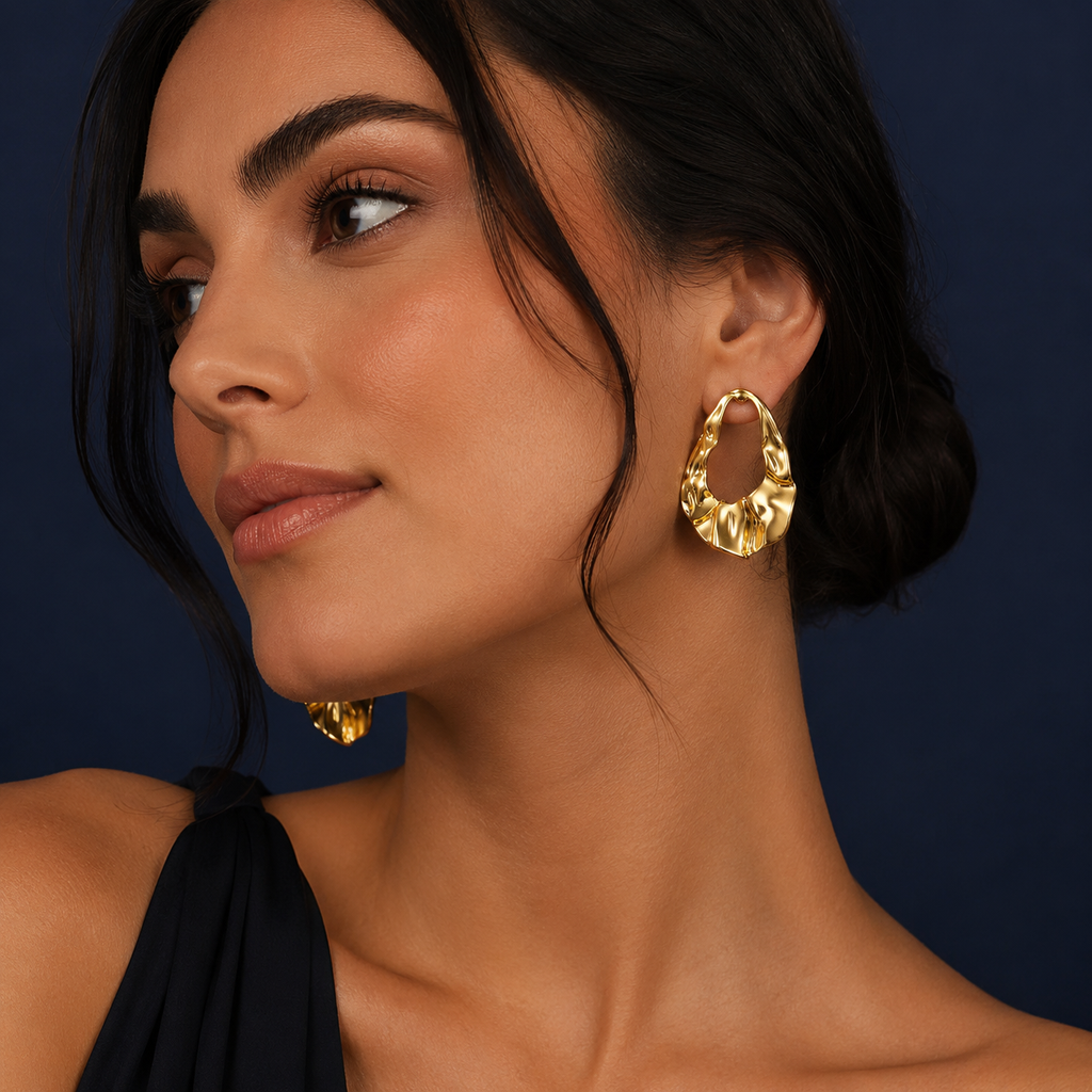 Boucles d'oreilles créoles martelées doré