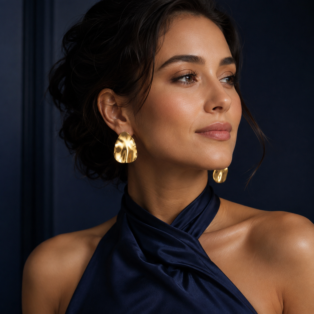 Boucles d'oreilles pétales martelées doré