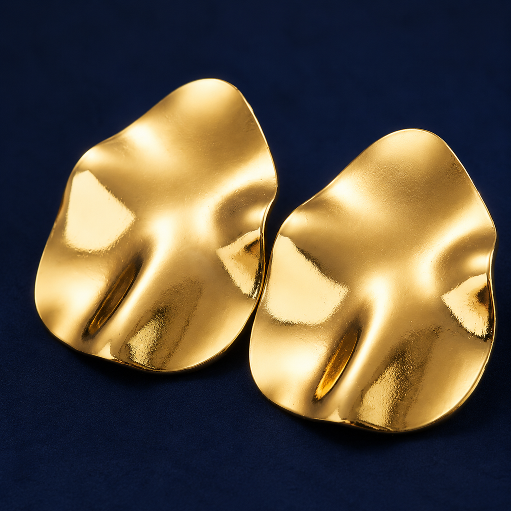 Boucles d'oreilles pétales martelées doré