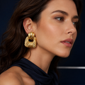 Boucles d'oreilles trapèze strié doré