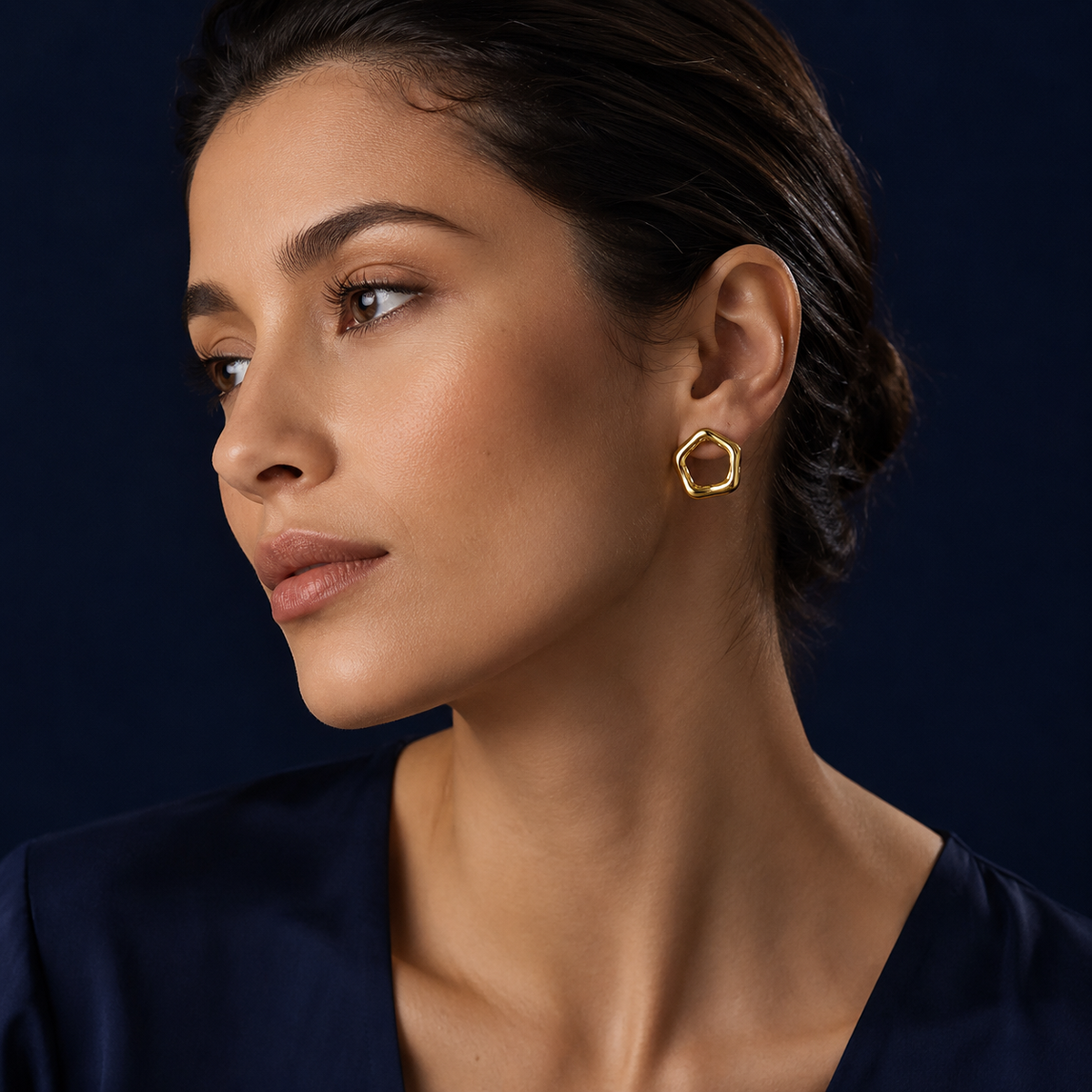 Boucles d'oreilles anneau irrégulier doré