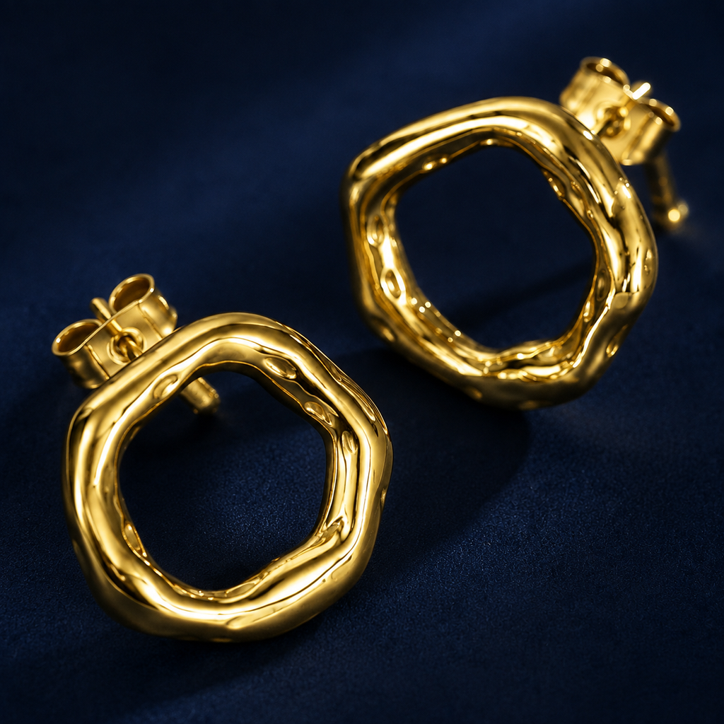Boucles d'oreilles anneau irrégulier doré