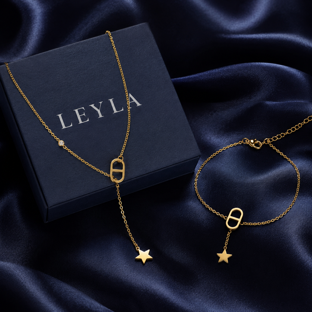 Ensemble collier et bracelet étoile doré