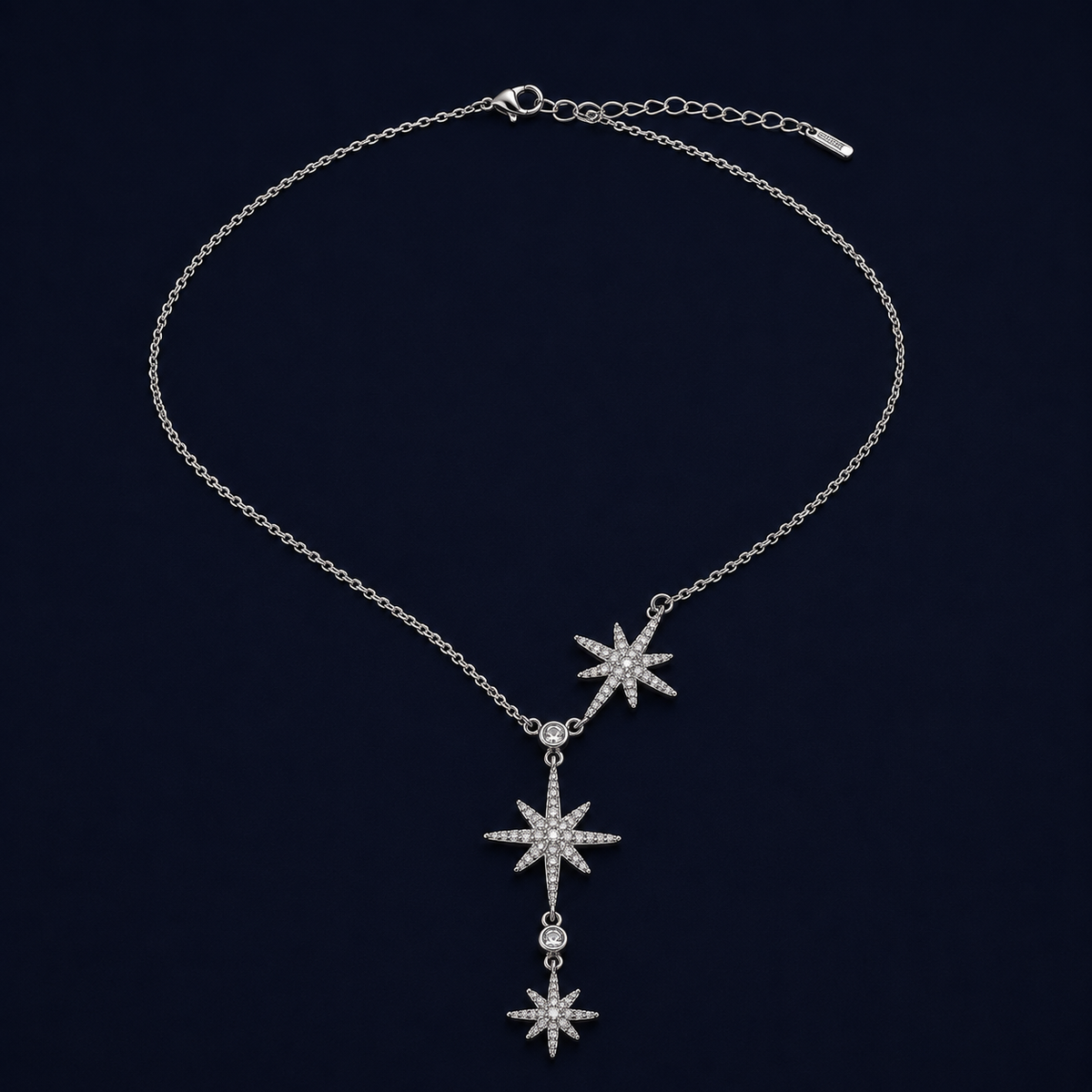 Collier étoiles argenté