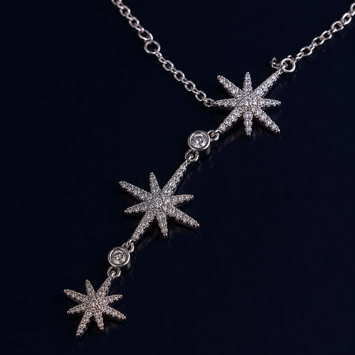 Collier étoiles argenté
