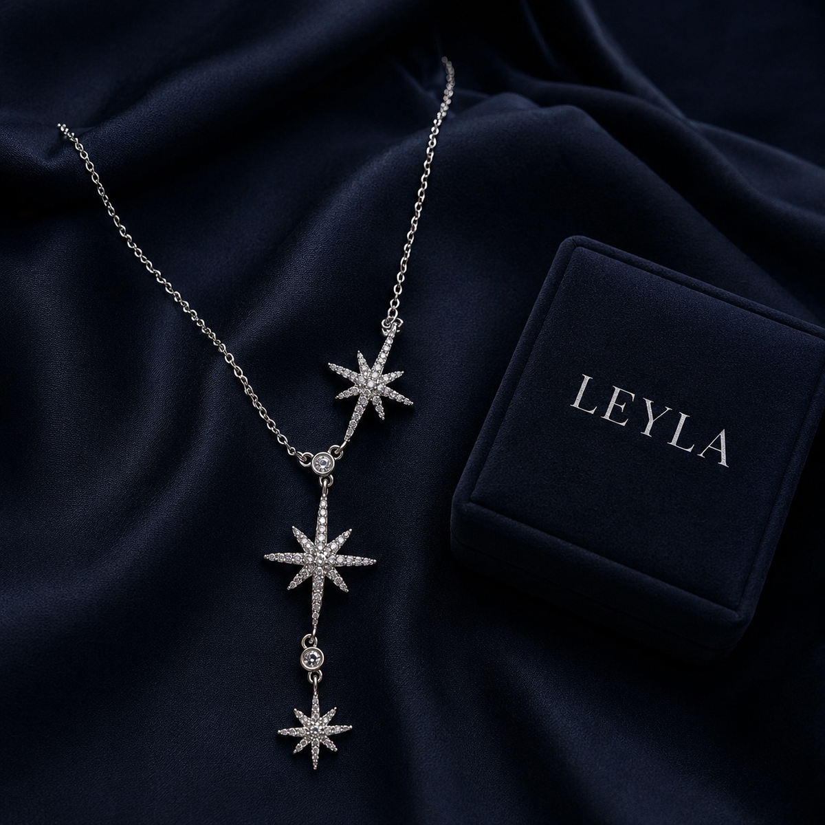 Collier étoiles argenté