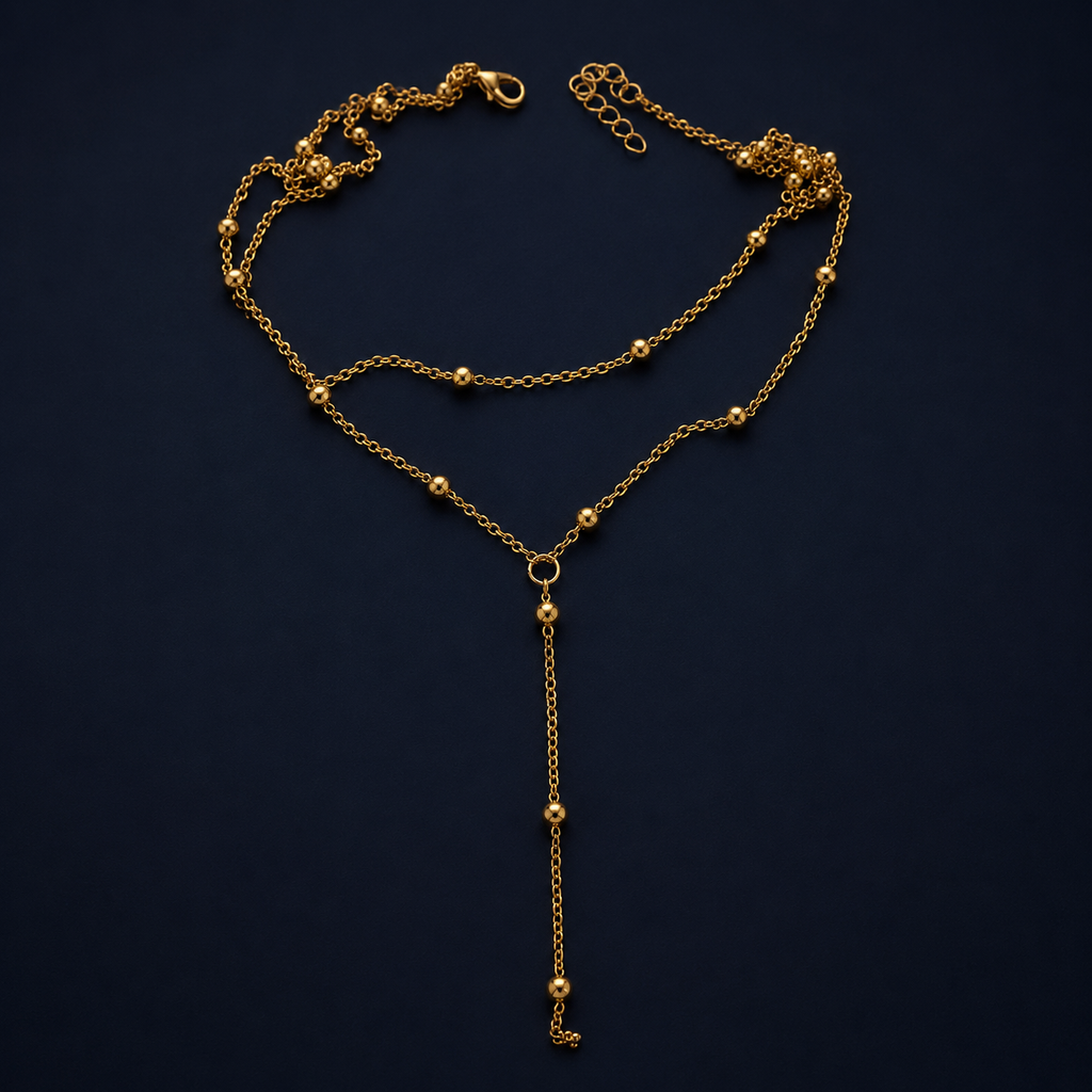 Collier double rang perlé doré