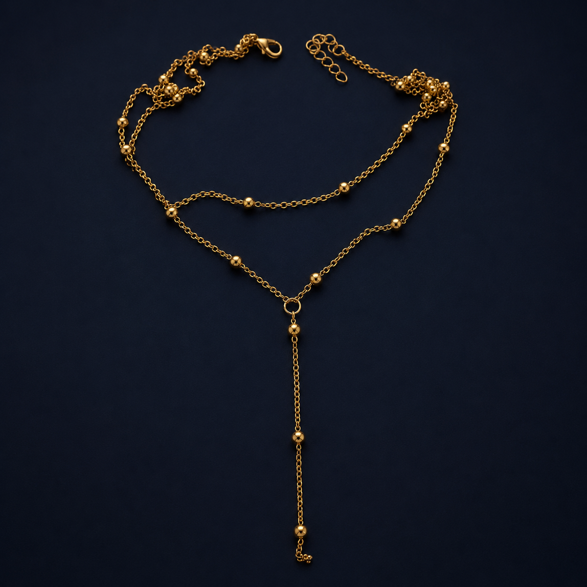 Collier double rang perlé doré