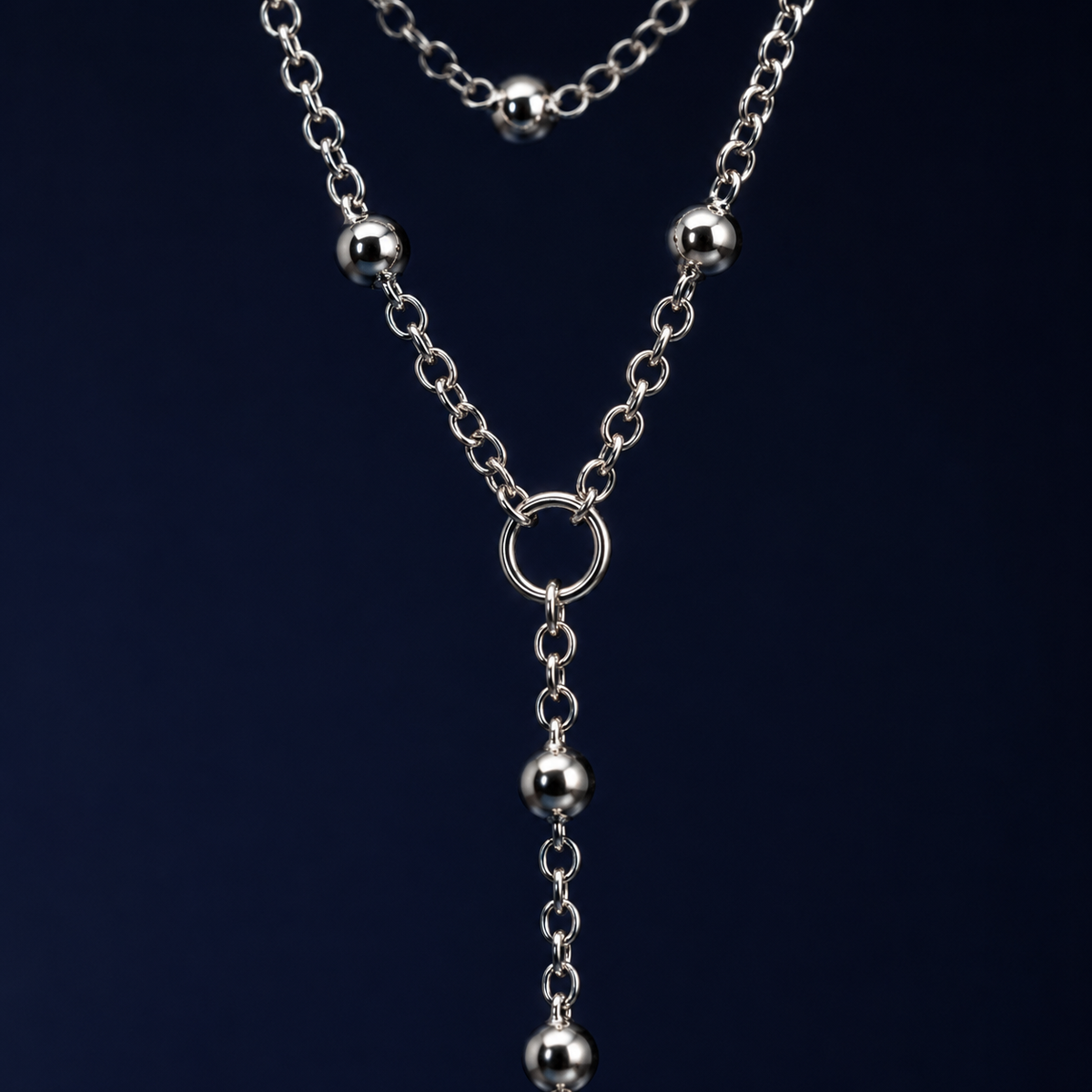 Collier double rang perlé argenté