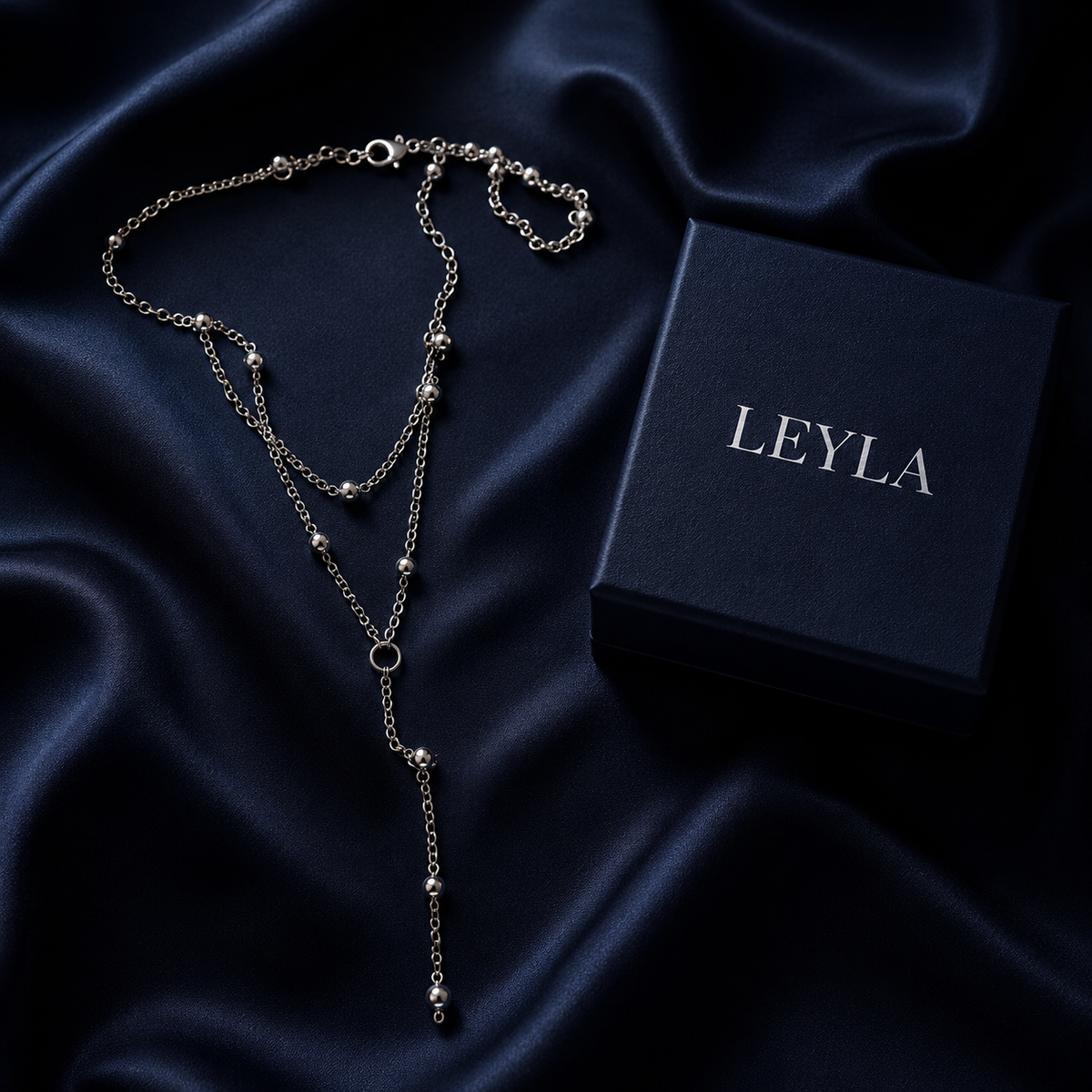 Collier double rang perlé argenté