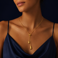 Collier lariat gouttes doré